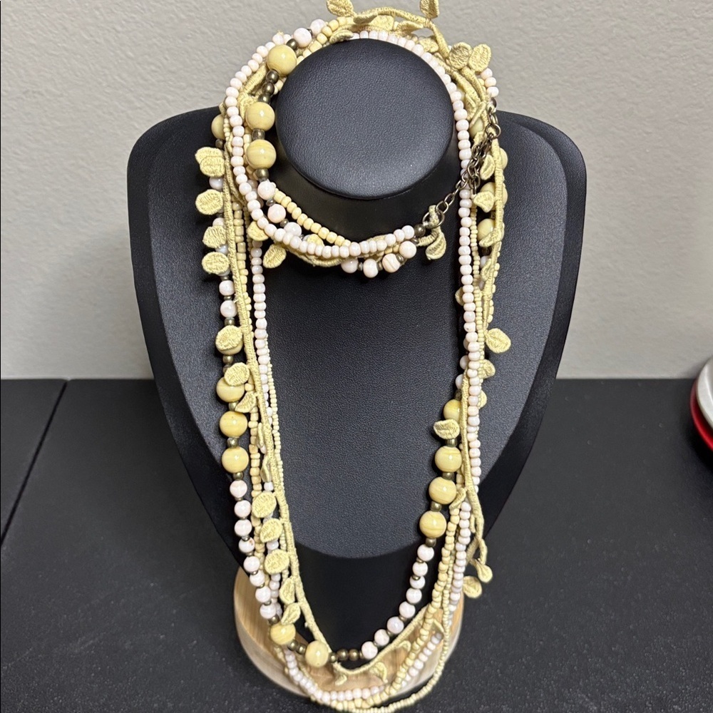 Beachy Bohemian Seed Bead Beaded Long Crochet Necklace Western Cowgirl
